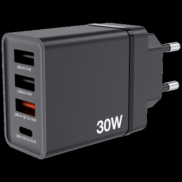 CHR-30EU1 USB CHARGER 30W WITH 1 X USB-C PD 20 W/1XUSB-A QC 3.0/2 XUSB resmi