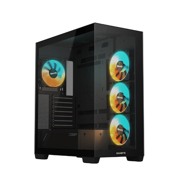 Panoramic Stealth Mid Tower PC Case Tempered Glass 4x ARGB Fan resmi