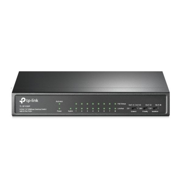 TL-SF1009P 9-Port 10/100Mbps Desktop Switch with 8-Port PoE+ resmi